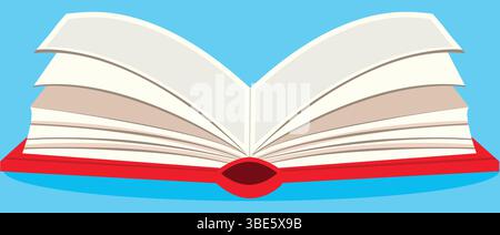 Elemento grafico Open Book Flat Vector, Hardcover Novel o School Library Education Illustrazione Vettoriale