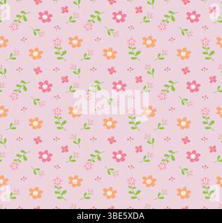 Motivo floreale rosa pastello design a ripetizione senza cuciture per tessuto e carta da parati Illustrazione Vettoriale