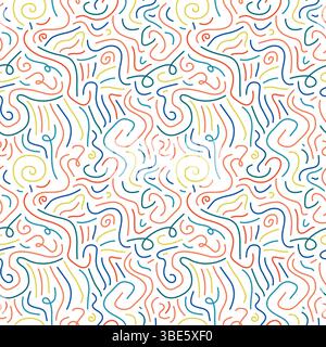 Motivo a doodle colorato astratto, struttura dello sfondo senza cuciture Illustrazione Vettoriale