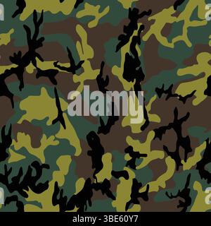 Classico motivo camouflage Woodland sfondo a texture senza cuciture Illustrazione Vettoriale
