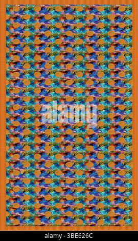 Vivace design in tessuto astratto con tonalità arancione e blu Illustrazione Vettoriale