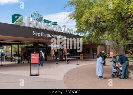 Ingresso allo zoo di Houston situato all'Hermann Park nel centro di Houston, Texas Foto Stock