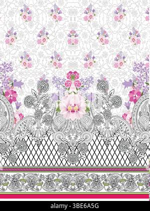 Elegante design paisley floreale per stampa tessile o in tessuto Illustrazione Vettoriale