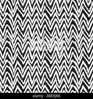 Design a chevron bianco e nero astratto con texture senza cuciture Illustrazione Vettoriale