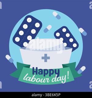 Arte piatta della giornata del lavoro medico. Vettore Illustrazione Vettoriale