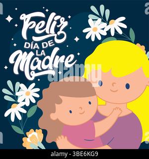 Mamma con i fiori della figlia. Vettore Illustrazione Vettoriale