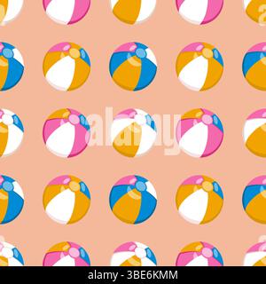 Illustrazione vettoriale estiva con motivo senza cuciture delle palle da spiaggia Illustrazione Vettoriale