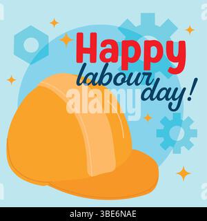 Casco giallo, arte del Labor Day. Vettore Illustrazione Vettoriale