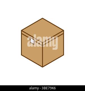 Icona scatola di cartone. Forma di spedizione marrone. Simbolo del pacchetto vettoriale. Scatola chiusa isometrica. Illustrazione Vettoriale
