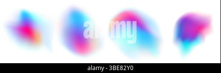Sfumatura di forme olografiche astratte che fondono il colore. Effetto camaleonte sfocato per il design y2k. Forme fluide lisce, aura liquida brillante. Vettore Illustrazione Vettoriale