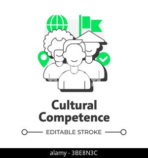 Icona del concetto di competenza culturale Illustrazione Vettoriale