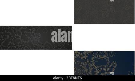 Sfondo nero astratto con linee di contorno bianche che creano un design artistico moderno Illustrazione Vettoriale