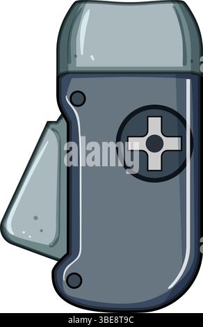 illustrazione vettoriale del cartone animato con torcia a manovella bordeaux Illustrazione Vettoriale