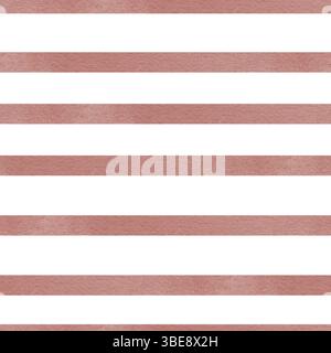 Motivo senza cuciture con strisce rosse. Sfondo a strisce. Motivo marino. Macchie e macchie di acquerello. Linee rosa. Illustrazione acquerello isolata da Foto Stock