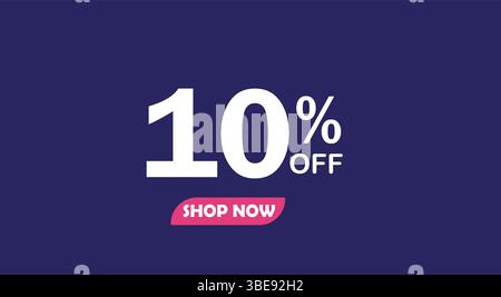 Set promozionale scontato composto da numeri sconto del 10% isolato su sfondo blu. Illustrazione Vettoriale