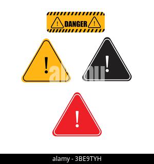 Segnale di avvertimento triangolo rosso su sfondo bianco. icona rossa gialla e rossa del segnale di pericolo segnale di pericolo Illustrazione Vettoriale