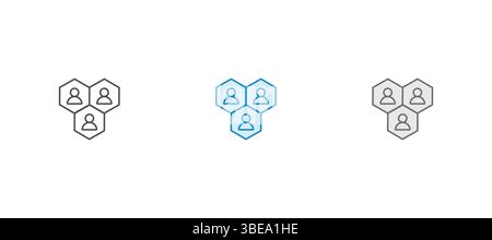 Set di icone della community. Contenere persone, amicizia, sociale, diversità, villaggio, icone delle relazioni, del supporto e dello sviluppo della comunità. Icona fissa Illustrazione Vettoriale