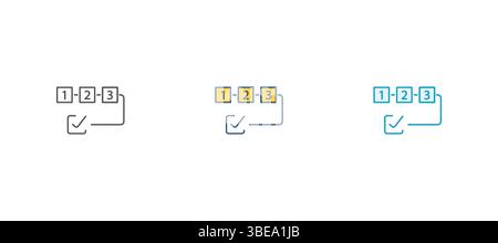 Icona vettoriale del concetto di pianificazione delle risorse. Set di icone del piano d'azione. Illustrazione del vettore del flusso di lavoro Illustrazione Vettoriale