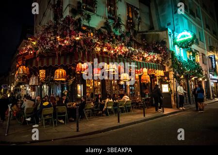 Ristorante nella zona di Montparnasse, Rive Gauche, Parigi, Francia Foto Stock