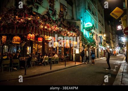 Ristorante nella zona di Montparnasse, Rive Gauche, Parigi, Francia Foto Stock