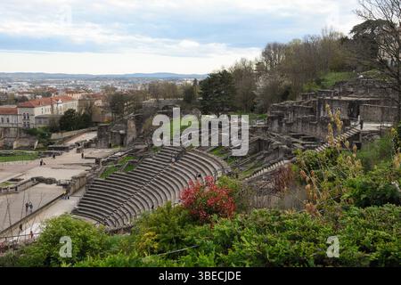 Vista panoramica dell'anfiteatro di Lione Foto Stock