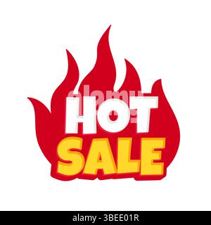 Elemento grafico vettoriale del cartello promozione vendita calda con fiamme rosse in fiamme accese Illustrazione Vettoriale