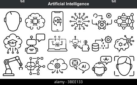 L'intelligenza artificiale è un'icona della tecnologia di apprendimento automatico Illustrazione Vettoriale
