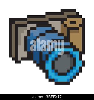 Fotocamera in stile pixel art Illustrazione Vettoriale