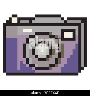 Fotocamera in stile pixel art Illustrazione Vettoriale