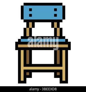 Sedia in legno con pixel art Illustrazione Vettoriale