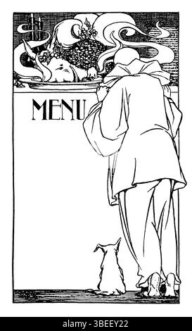 Art Nouveau Design per un menu a scelta di Janet Scott Chisholm Simpson di Bromley da Studio Magazine 1901 Foto Stock