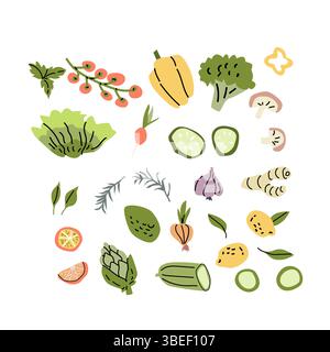 Ingredienti della cucina mediterranea per una cucina sana e un'esperienza culinaria. Illustrazione Vettoriale