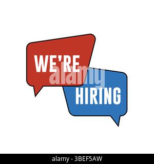 Stiamo assumendo Badge Vector | Design di reclutamento lavori su sfondo bianco Illustrazione Vettoriale