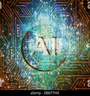 intelligenza artificiale e illustrazione dell'apprendimento automatico Foto Stock