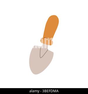 Cazzuola ergonomica da giardino con manico arancione brillante, ideale per la semina e lo scavo di immagini vettoriali Illustrazione Vettoriale