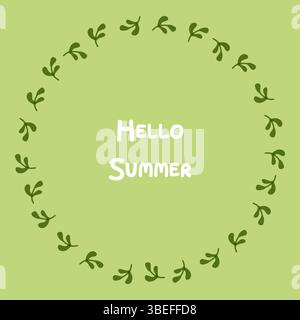 Telaio per ghirlanda a foglia verde minimo Illustrazione Vettoriale