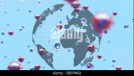 Immagine del globo sopra le cellule virali Foto Stock