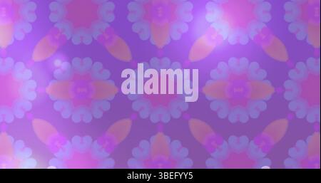 Immagine digitale del motivo caleidoscopico che si muove sullo spazio di copia su sfondo rosa sfumato Foto Stock