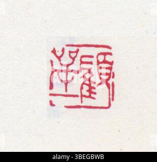 Un'illustrazione ravvicinata di un sigillo cinese, utilizzato per marcature ufficiali e personali nella calligrafia e nelle opere d'arte, che riflette la cultura e la tradizione cinesi. Foto Stock
