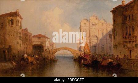 Questo dipinto ad olio di Jane Vivian, intitolato "Vista della Scuola grande di San Marco", raffigura uno dei monumenti più famosi di Venezia. Il dipinto di 46 x 82 cm, ospitato nel Castello di Bangor, cattura la grandezza della Scuola grande di San Marco. Foto Stock