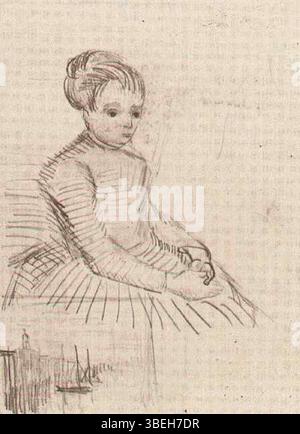 Questo studio di Vincent van Gogh, intitolato "Study for Woman sitting by a Cradle", è stato creato in preparazione di una delle sue opere notevoli. Riflette il suo stile in evoluzione nel ritrarre la vita domestica e i momenti intimi. Foto Stock