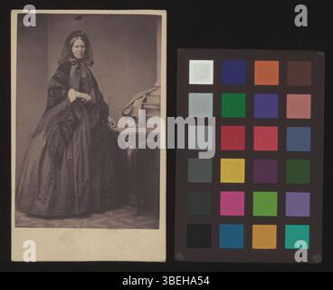 Questa fotografia in bianco e nero tra il 1860 e il 1880 raffigura Margaretha Ehinger-von Speyr. La fotografia è montata su cartone e cattura le caratteristiche del soggetto in un contesto storico. Foto Stock