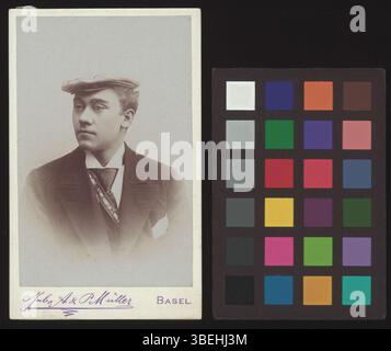 Questa fotografia in tessera, tra il 1894 e il 1895, mostra Alfred Labhardt in un ritratto vintage in bianco e nero tipico della fine del XIX secolo. Foto Stock