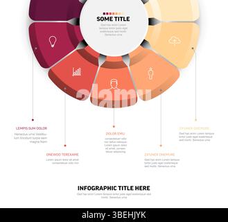 Moderno modello di diagramma infografico aziendale per le presentazioni. Questa struttura grafica pulita presenta sei fasi. Utilizzate questa infografica professionale diam Illustrazione Vettoriale