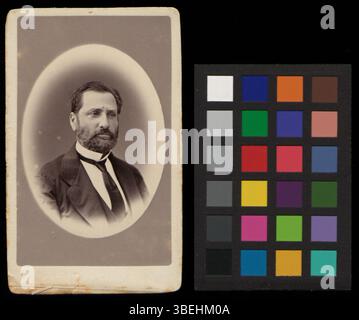 Una fotografia in bianco e nero di Gottlieb Burckhardt-Alioth, creata tra il 1860 e il 1880. L'immagine cattura una figura storica del XIX secolo. Foto Stock