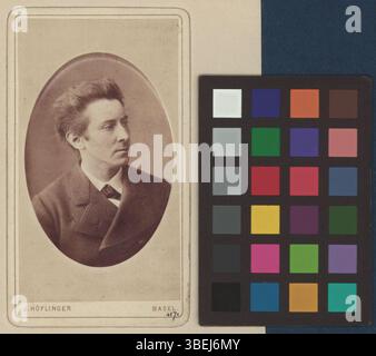 Questa fotografia in bianco e nero tra il 1870 e il 1883 ritrae Oscar Vallette, una figura storica svizzera. La fotografia è montata su una scheda dell'armadietto. Foto Stock
