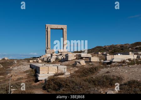 Porta del Tempio di Apollo, Naxos Grecia Foto Stock