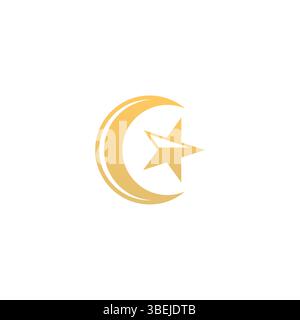 Combinazione di stelle lettera C. Logo Moon Star Illustrazione Vettoriale