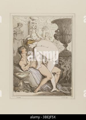 Il moderno Pigmalione di Thomas Rowlandson (metà degli anni '1810) esplora temi di trasformazione e bellezza, raffigurando il mito classico in una luce satirica e moderna per il pubblico del XIX secolo. Foto Stock
