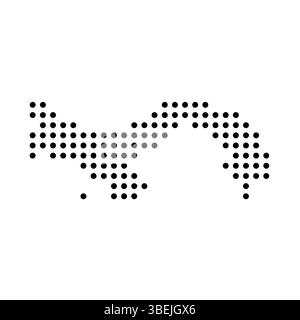 Mappa punteggiata del paese di Panama. Illustrazione di pixel con macchie nere isolata su sfondo bianco. Mosaico del cerchio vettoriale. Illustrazione Vettoriale